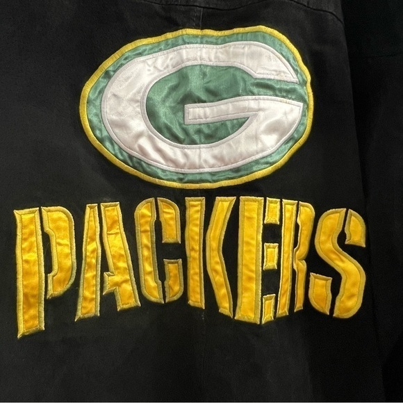 Vintage NFL Greenbay Packers Suede Leather Varsity Jacket, Black and Green, L - Picture 4 of 7